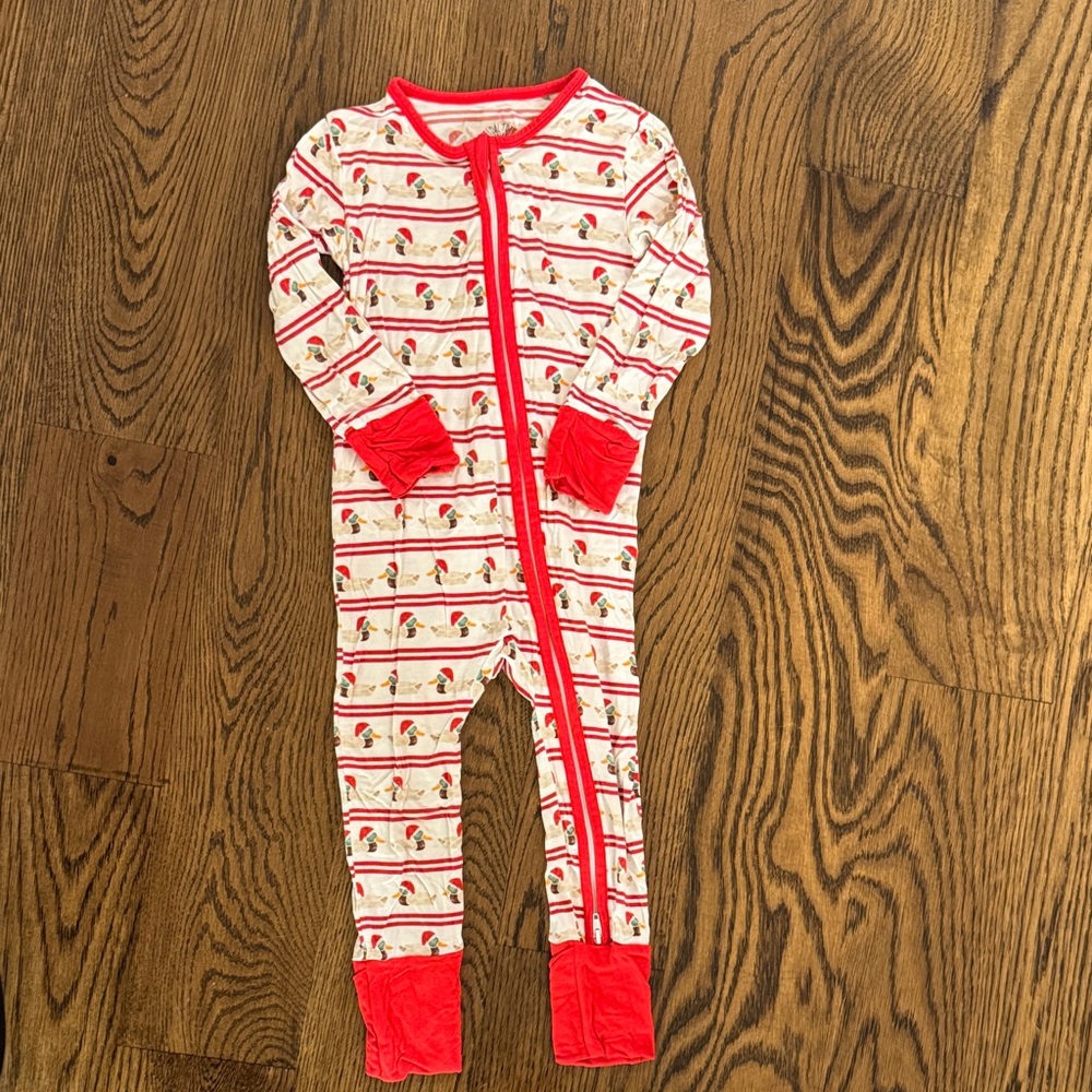 Charming Red and White Striped Kids Footie